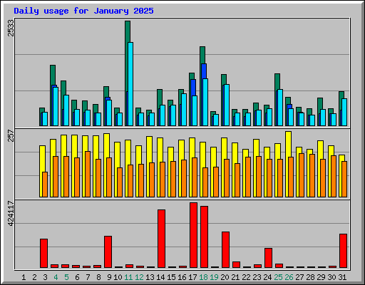 Daily usage for January 2025